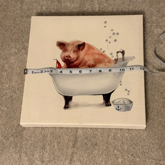 Whimsical Pig in Bathtub Canvas Art - Picture 7 of 8